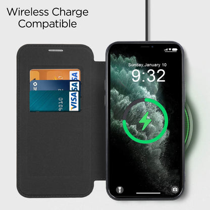 Husa MagSafe pentru Apple iPhone 11 Pro Max, Techsuit, SmartMag Book, Bleu