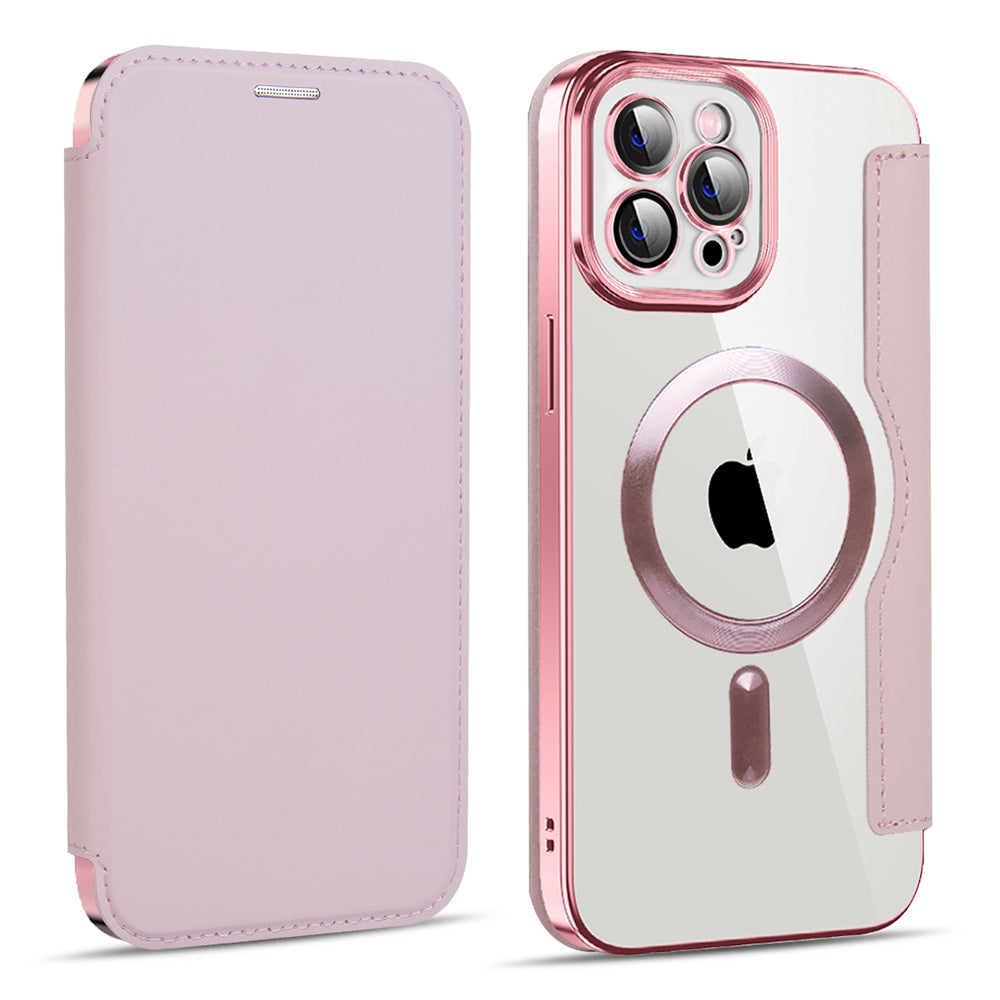 Husa MagSafe pentru Apple iPhone 11 Pro Max, Techsuit, SmartMag Book, Roz