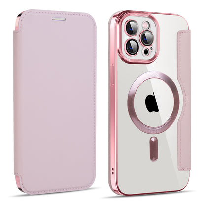 Husa MagSafe pentru Apple iPhone 11 Pro Max, Techsuit, SmartMag Book, Roz