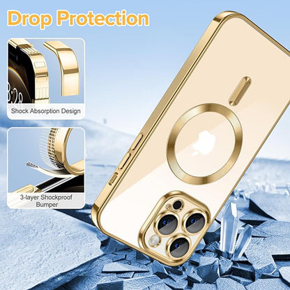 Husa MagSafe pentru Apple iPhone 12 Pro Max, Techsuit, Luxury Crystal, Aurie