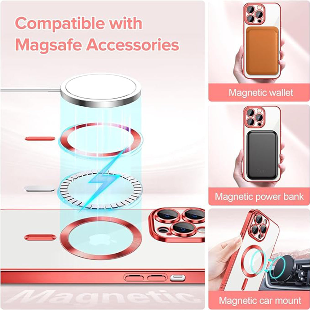 Husa MagSafe pentru Apple iPhone 12 Pro Max, Techsuit, Luxury Crystal, Rosie