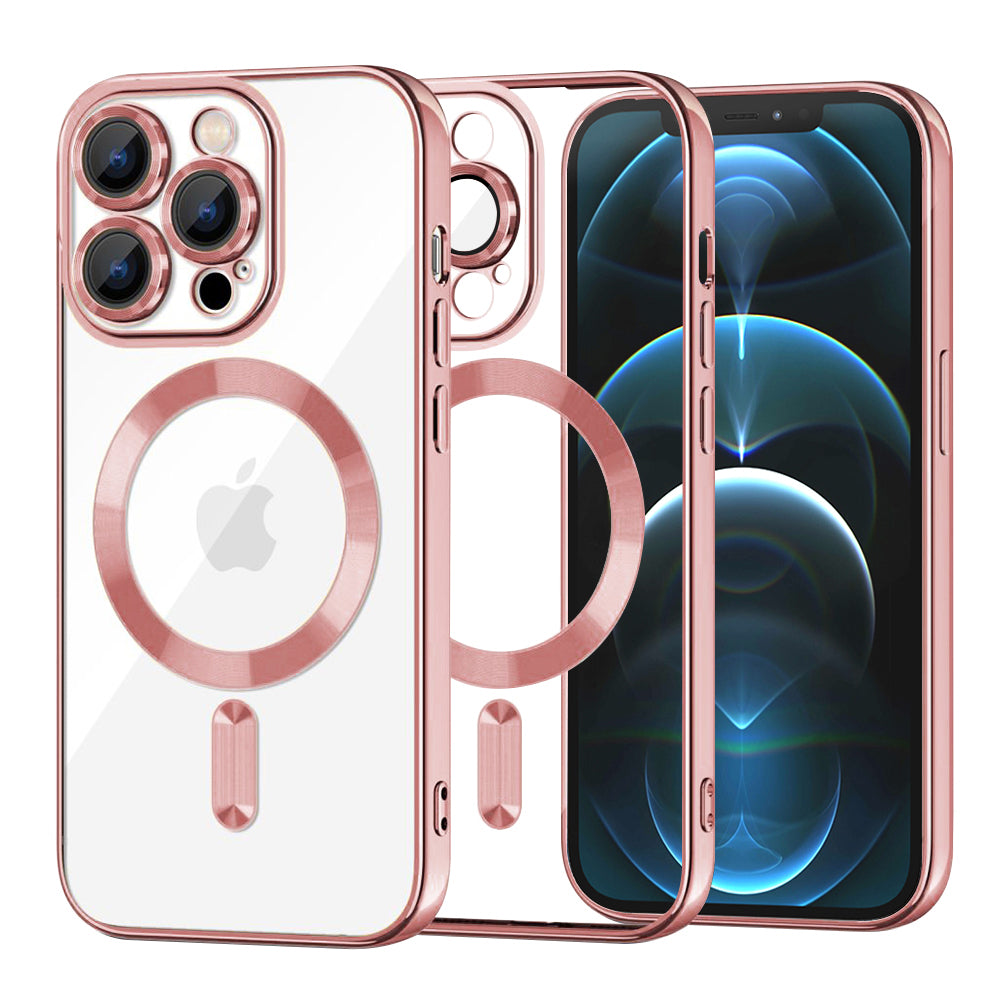 Husa MagSafe pentru Apple iPhone 12 Pro Max, Techsuit, Luxury Crystal, Roz