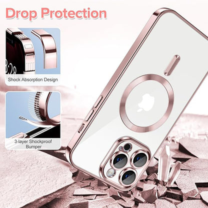 Husa MagSafe pentru Apple iPhone 12 Pro Max, Techsuit, Luxury Crystal, Roz