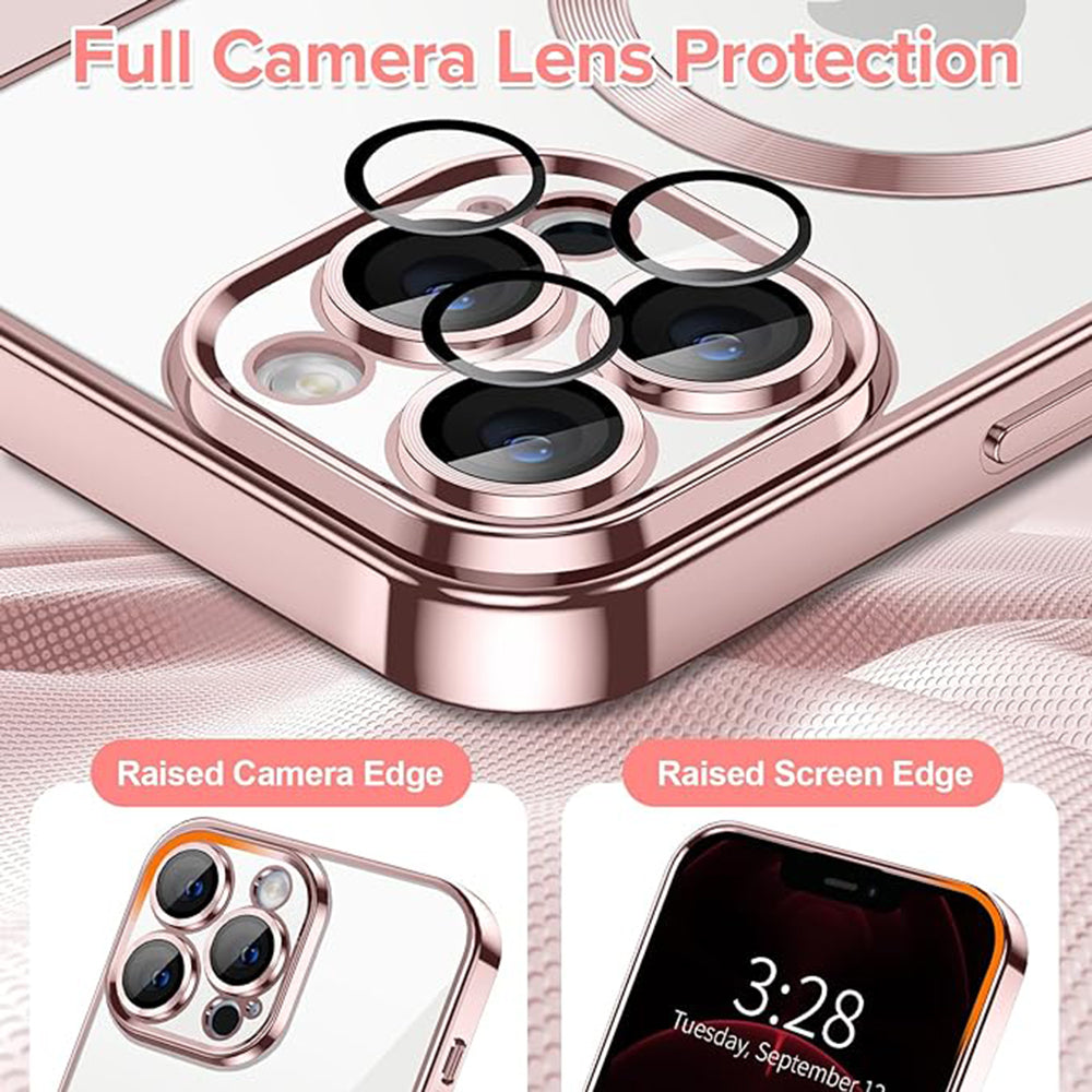 Husa MagSafe pentru Apple iPhone 12 Pro Max, Techsuit, Luxury Crystal, Roz