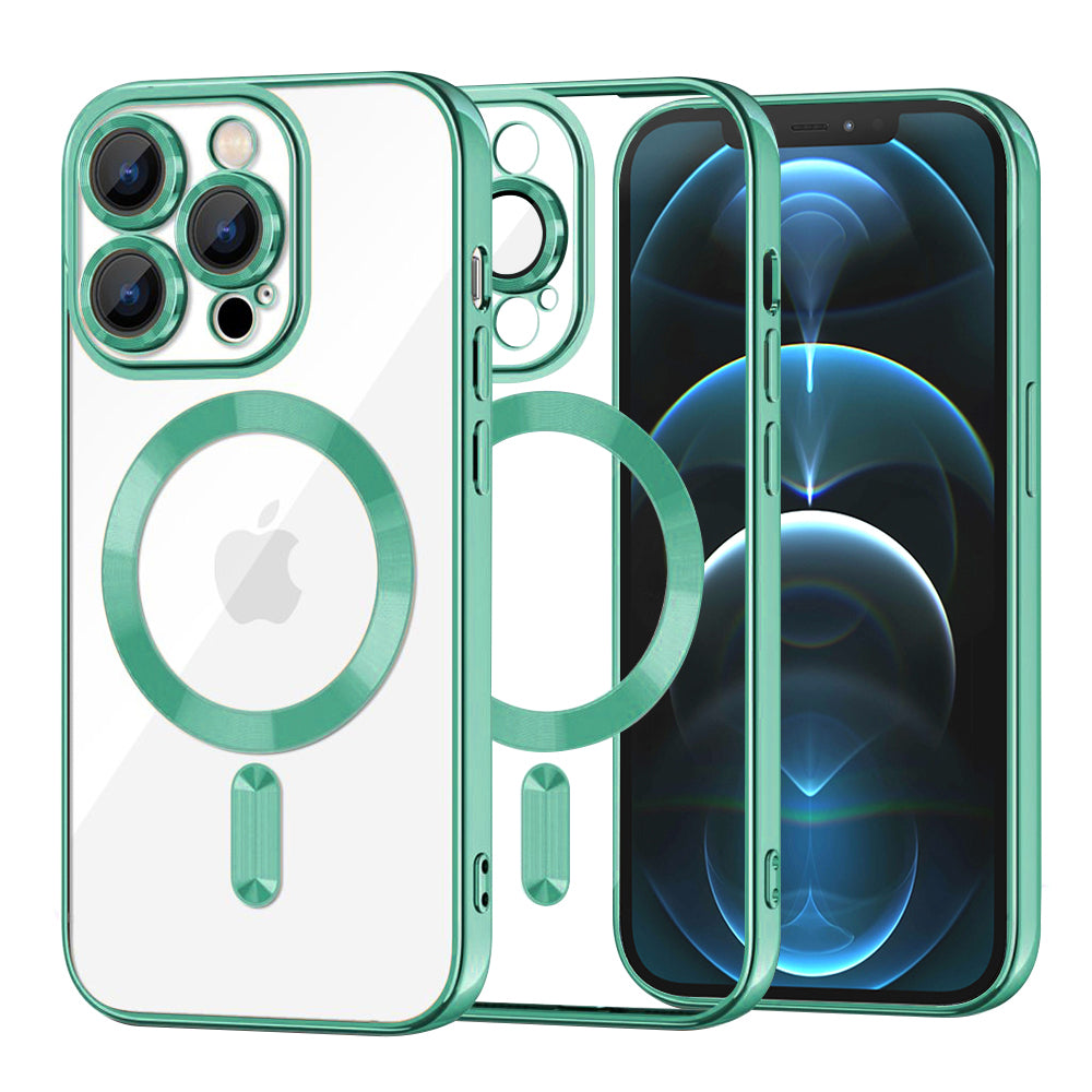 Husa MagSafe pentru Apple iPhone 12 Pro Max, Techsuit, Luxury Crystal, Verde Deschis