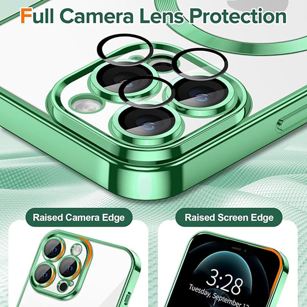 Husa MagSafe pentru Apple iPhone 12 Pro Max, Techsuit, Luxury Crystal, Verde Deschis