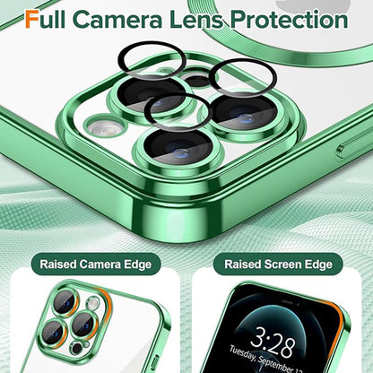 Husa MagSafe pentru Apple iPhone 12 Pro Max, Techsuit, Luxury Crystal, Verde Deschis