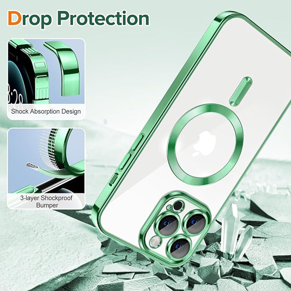 Husa MagSafe pentru Apple iPhone 12 Pro Max, Techsuit, Luxury Crystal, Verde Deschis