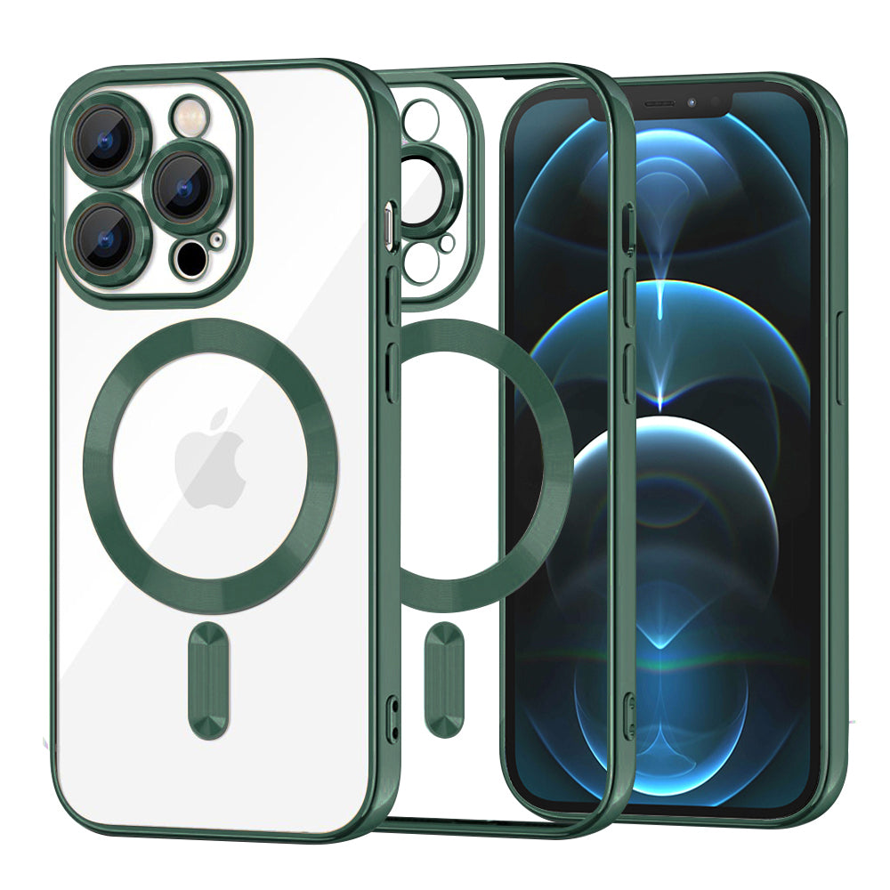 Husa MagSafe pentru Apple iPhone 12 Pro Max, Techsuit, Luxury Crystal, Verde Inchis