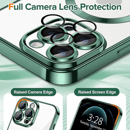 Husa MagSafe pentru Apple iPhone 12 Pro Max, Techsuit, Luxury Crystal, Verde Inchis