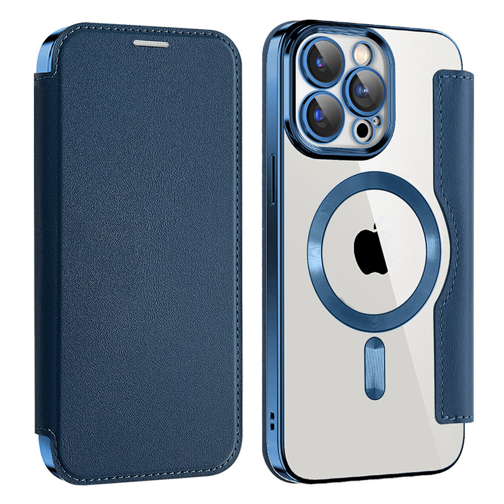 Husa MagSafe pentru Apple iPhone 12 Pro Max, Techsuit, SmartMag Book, Albastra