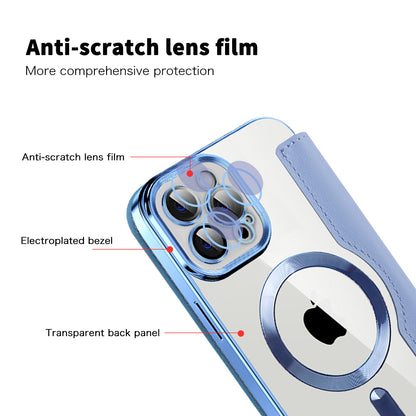 Husa MagSafe pentru Apple iPhone 12 Pro Max, Techsuit, SmartMag Book, Bleu