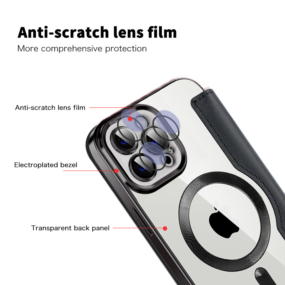 Husa MagSafe pentru Apple iPhone 12 Pro Max, Techsuit, SmartMag Book, Neagra