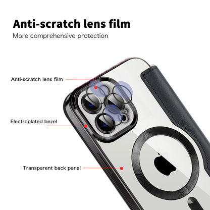 Husa MagSafe pentru Apple iPhone 12 Pro Max, Techsuit, SmartMag Book, Neagra
