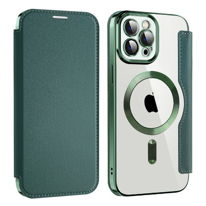 Husa MagSafe pentru Apple iPhone 12 Pro Max, Techsuit, SmartMag Book, Verde