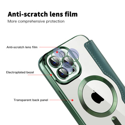 Husa MagSafe pentru Apple iPhone 12 Pro Max, Techsuit, SmartMag Book, Verde