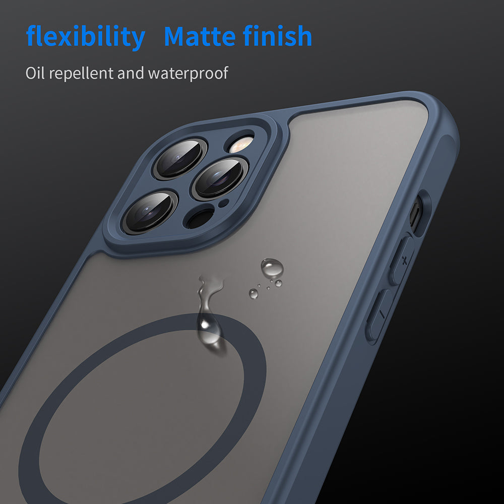Husa MagSafe pentru Apple iPhone 12 Pro, Techsuit, HaloFrost II, Bleumarin