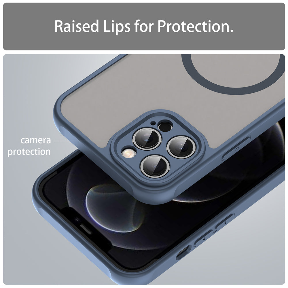 Husa MagSafe pentru Apple iPhone 12 Pro, Techsuit, HaloFrost II, Bleumarin