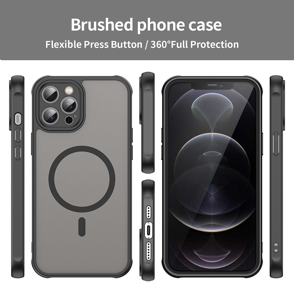 Husa MagSafe pentru Apple iPhone 12 Pro, Techsuit, HaloFrost II, Neagra