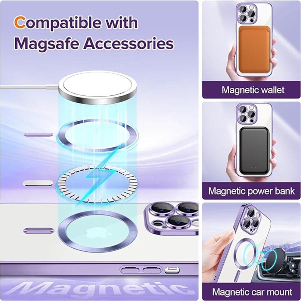 Husa MagSafe pentru Apple iPhone 12 Pro, Techsuit, Luxury Crystal, Mov Deschis