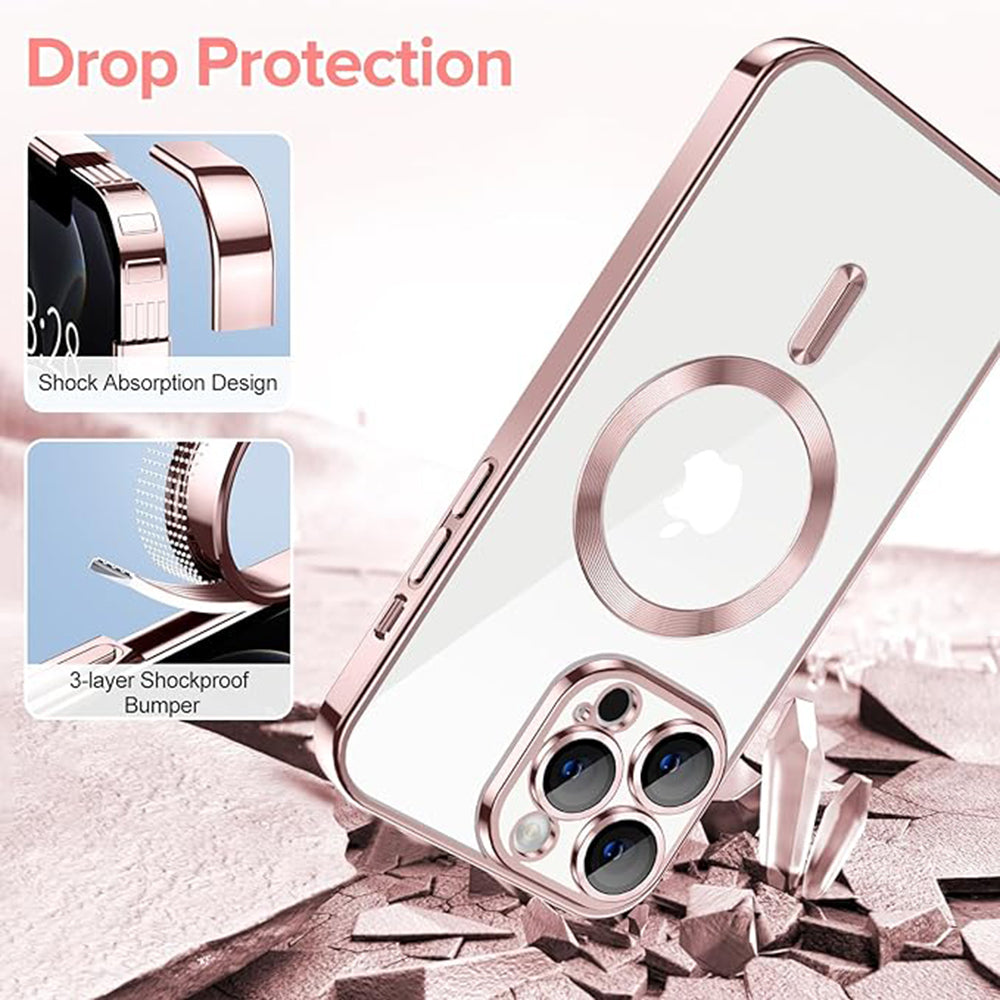 Husa MagSafe pentru Apple iPhone 12 Pro, Techsuit, Luxury Crystal, Roz