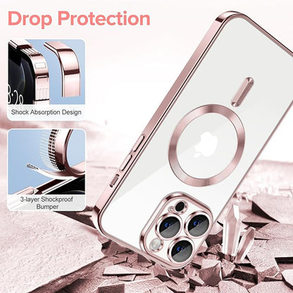 Husa MagSafe pentru Apple iPhone 12 Pro, Techsuit, Luxury Crystal, Roz
