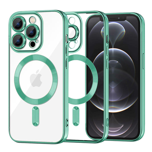 Husa MagSafe pentru Apple iPhone 12 Pro, Techsuit, Luxury Crystal, Verde Deschis
