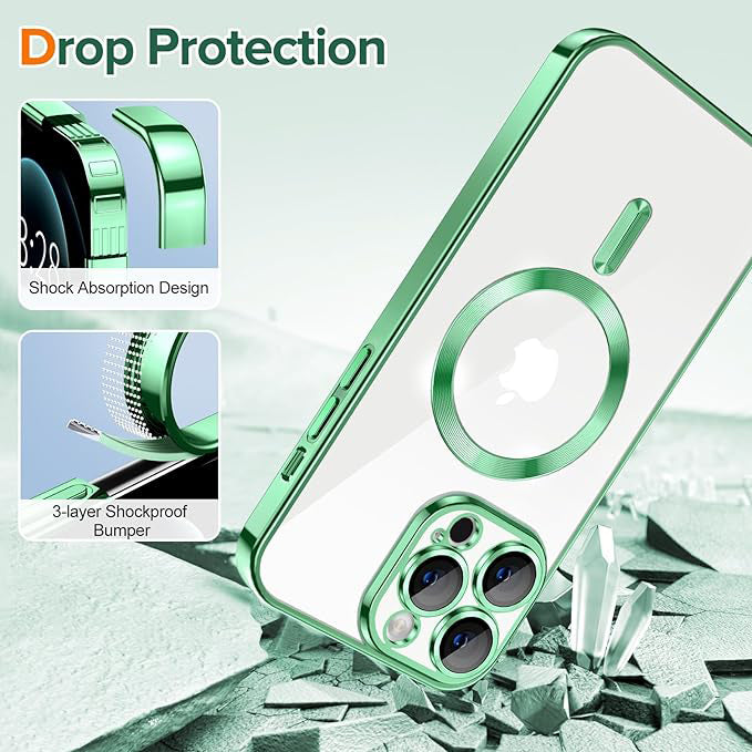 Husa MagSafe pentru Apple iPhone 12 Pro, Techsuit, Luxury Crystal, Verde Deschis