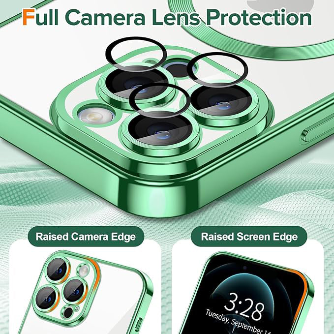 Husa MagSafe pentru Apple iPhone 12 Pro, Techsuit, Luxury Crystal, Verde Deschis