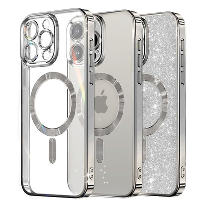 Husa MagSafe pentru Apple iPhone 12 Pro, Techsuit, Luxury Glitter, Argintie