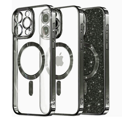 Husa MagSafe pentru Apple iPhone 12 Pro, Techsuit, Luxury Glitter, Neagra