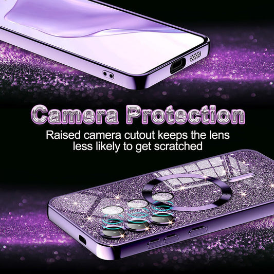 Husa MagSafe pentru Apple iPhone 12 Pro, Techsuit, Luxury Glitter, Rosie