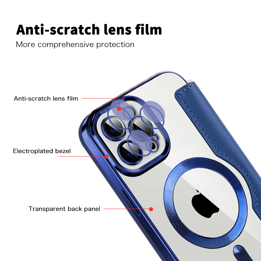 Husa MagSafe pentru Apple iPhone 12 Pro, Techsuit, SmartMag Book, Albastra