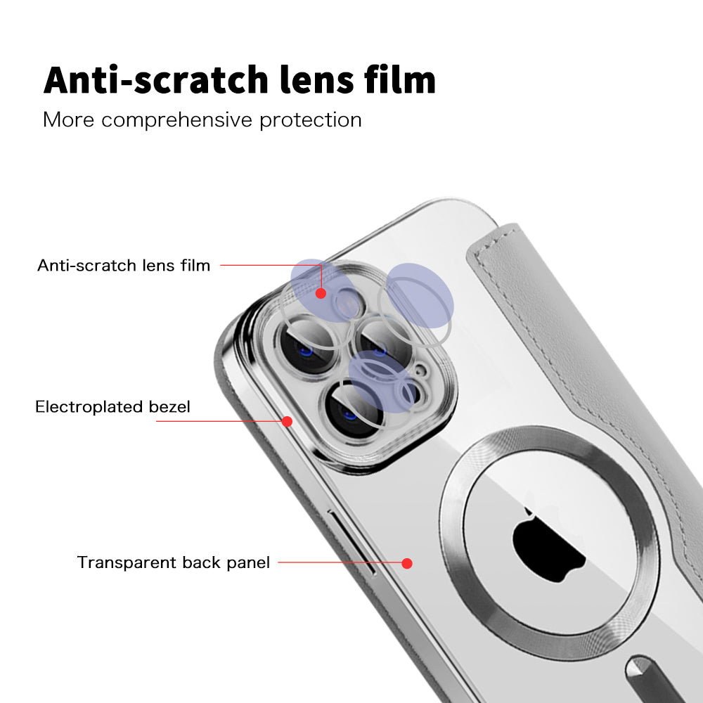 Husa MagSafe pentru Apple iPhone 12 Pro, Techsuit, SmartMag Book, Gri