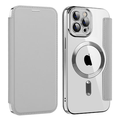Husa MagSafe pentru Apple iPhone 12 Pro, Techsuit, SmartMag Book, Gri