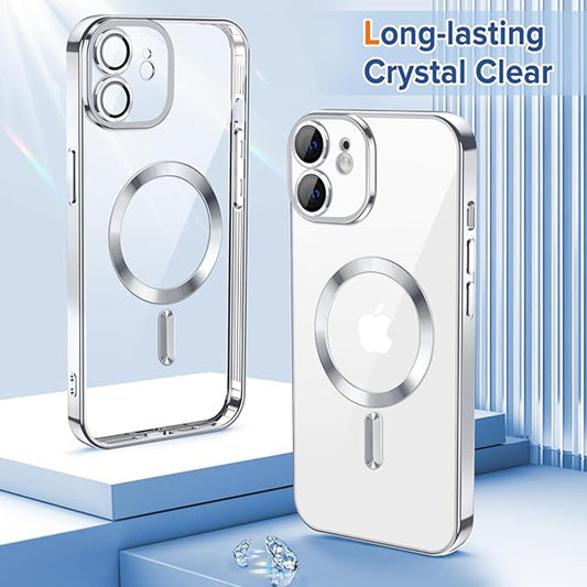 Husa MagSafe pentru Apple iPhone 12, Techsuit, Luxury Crystal, Argintie
