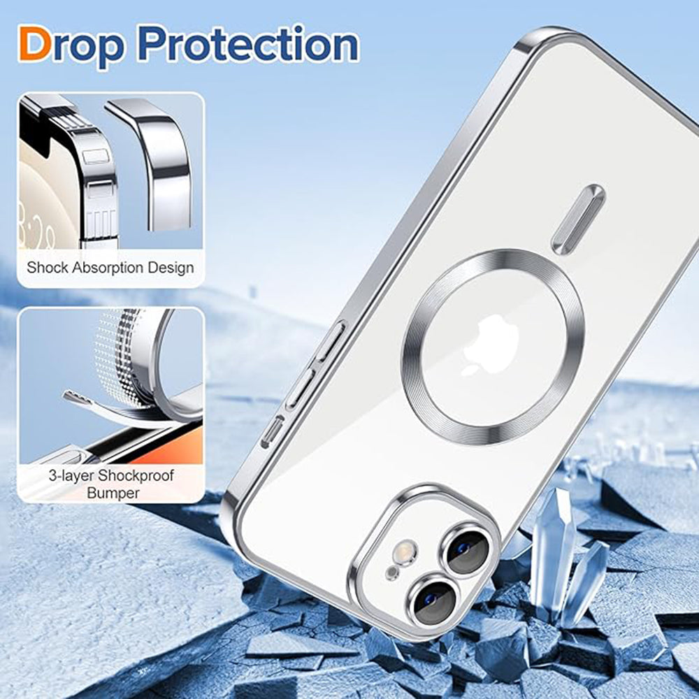 Husa MagSafe pentru Apple iPhone 12, Techsuit, Luxury Crystal, Argintie
