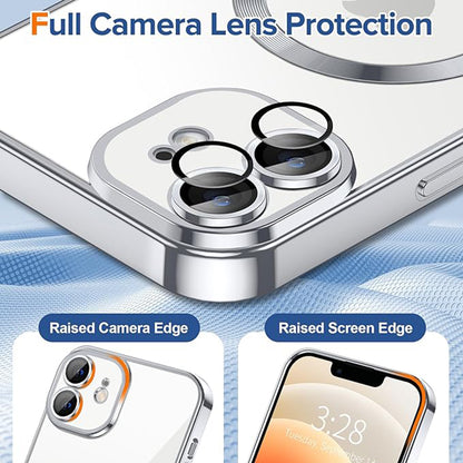 Husa MagSafe pentru Apple iPhone 12, Techsuit, Luxury Crystal, Argintie