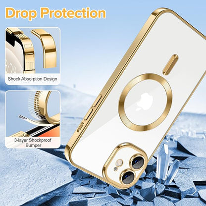 Husa MagSafe pentru Apple iPhone 12, Techsuit, Luxury Crystal, Aurie