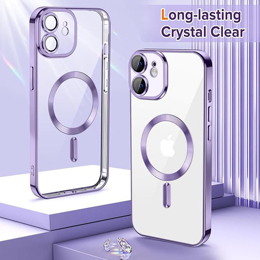 Husa MagSafe pentru Apple iPhone 12, Techsuit, Luxury Crystal, Mov Deschis