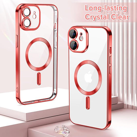 Husa MagSafe pentru Apple iPhone 12, Techsuit, Luxury Crystal, Rosie