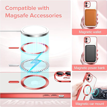 Husa MagSafe pentru Apple iPhone 12, Techsuit, Luxury Crystal, Rosie