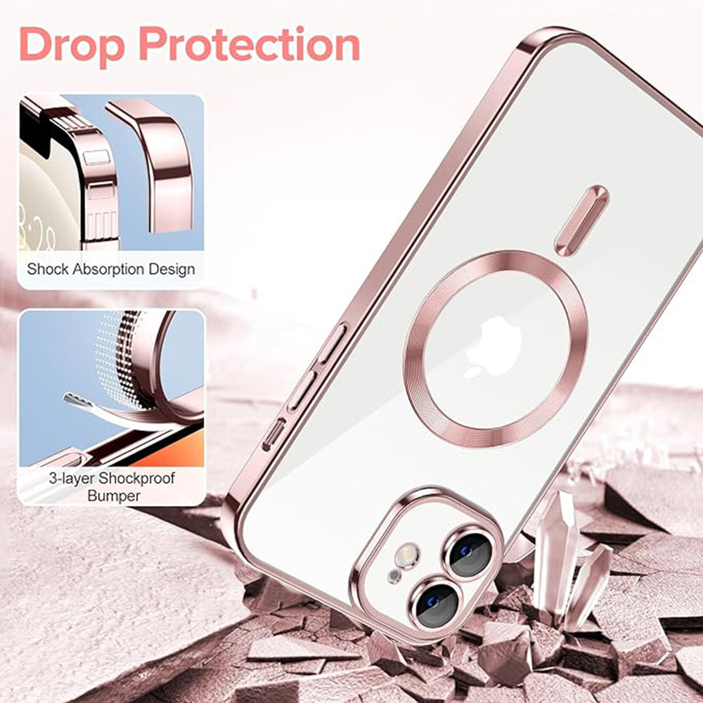 Husa MagSafe pentru Apple iPhone 12, Techsuit, Luxury Crystal, Roz