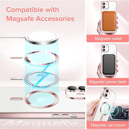 Husa MagSafe pentru Apple iPhone 12, Techsuit, Luxury Crystal, Roz