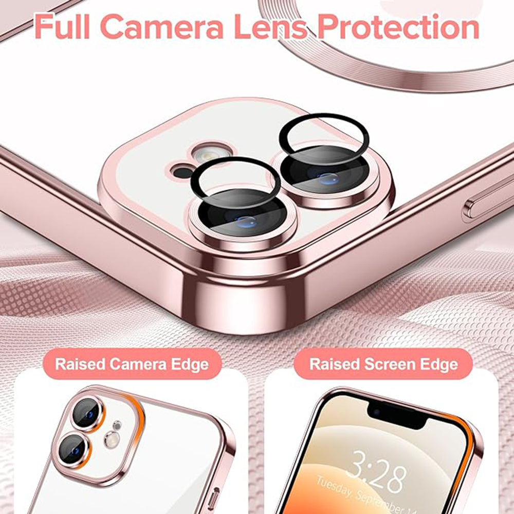 Husa MagSafe pentru Apple iPhone 12, Techsuit, Luxury Crystal, Roz