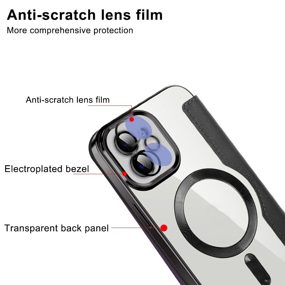 Husa MagSafe pentru Apple iPhone 12, Techsuit, SmartMag Book, Albastra
