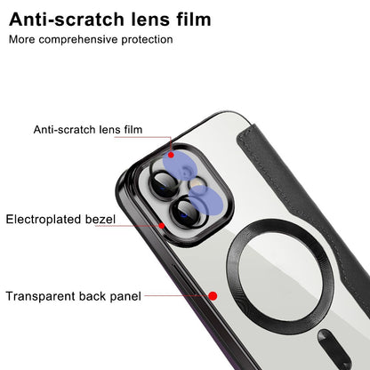 Husa MagSafe pentru Apple iPhone 12, Techsuit, SmartMag Book, Bleu