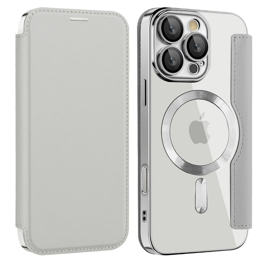 Husa MagSafe pentru Apple iPhone 12, Techsuit, SmartMag Book, Gri
