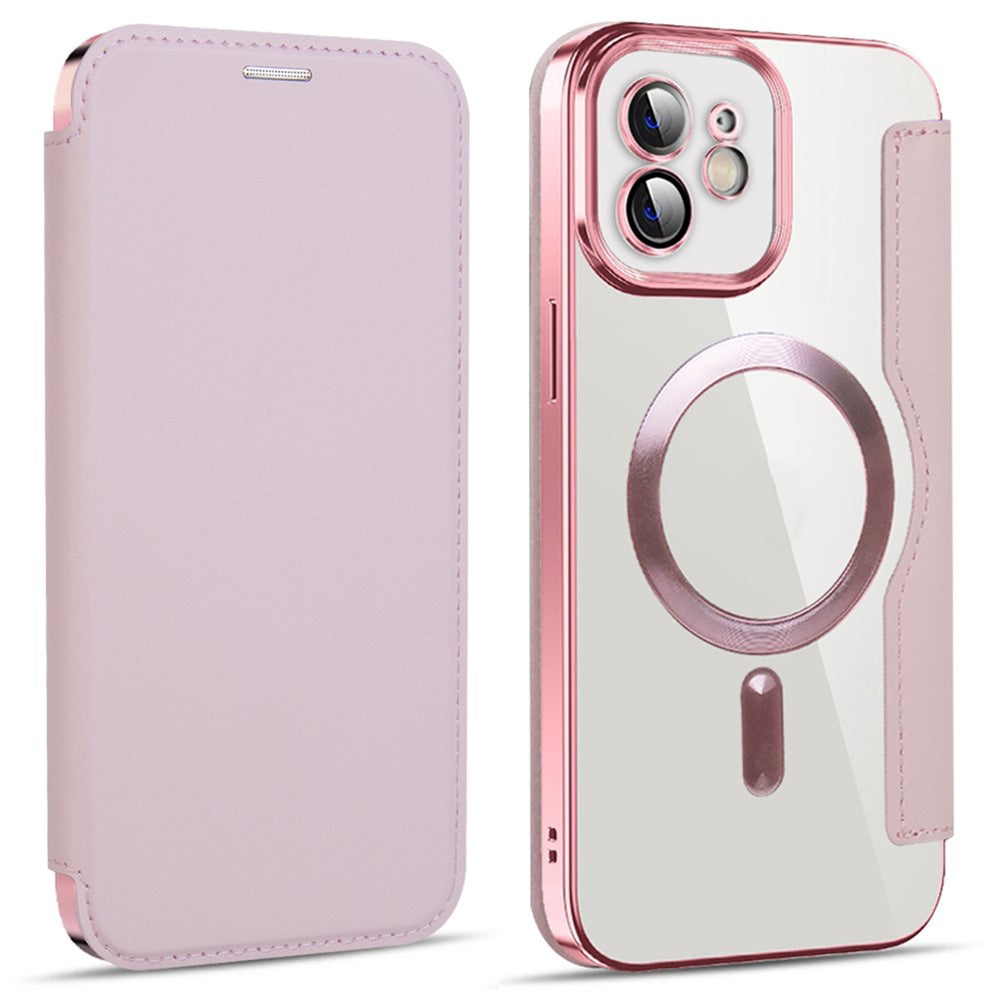Husa MagSafe pentru Apple iPhone 12, Techsuit, SmartMag Book, Roz