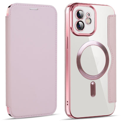 Husa MagSafe pentru Apple iPhone 12, Techsuit, SmartMag Book, Roz
